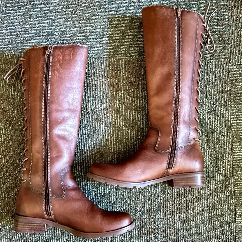Sofft Brown Leather Sharnell II Lace Up Adjustable Riding Knee Boots, size 8 - Picture 5 of 14